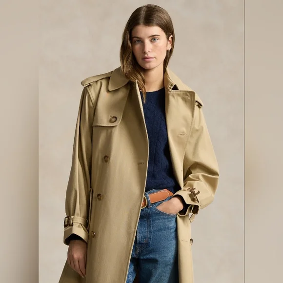 Polo Ralph Lauren Double-Breasted Twill Trench Coat - Picture 2 of 12
